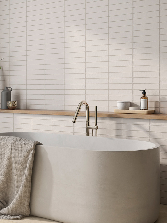 Ainsa Greige Brick Effect Matt Porcelain Tile - 250x50mm