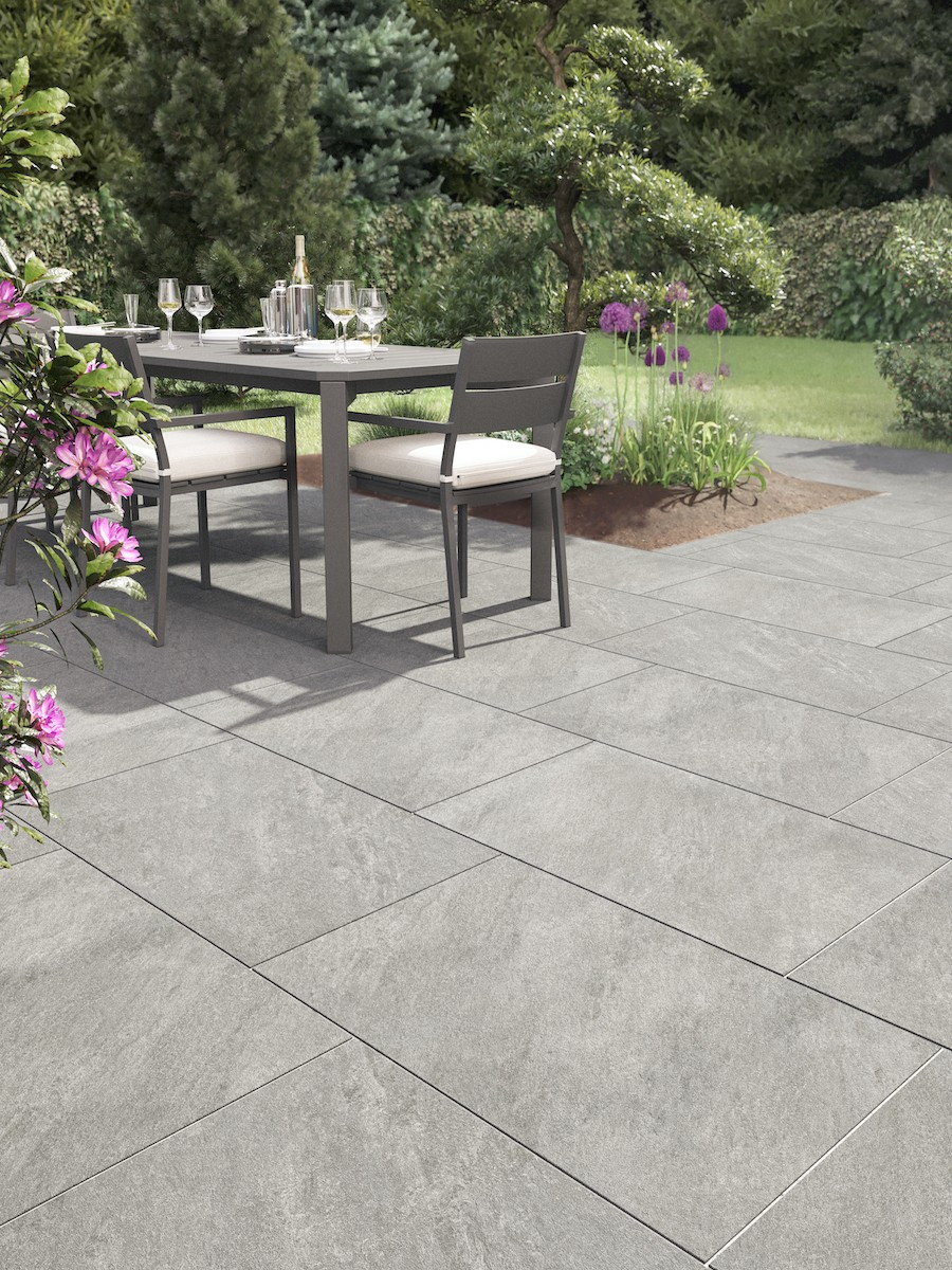 Argento Gris Outdoor Porcelain Slabs - 900x600x20mm