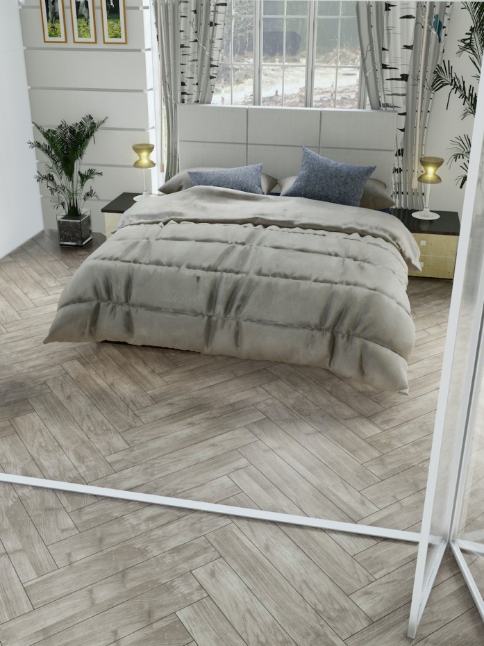 Atelier Teak Wood Effect Herringbone - 900x150mm