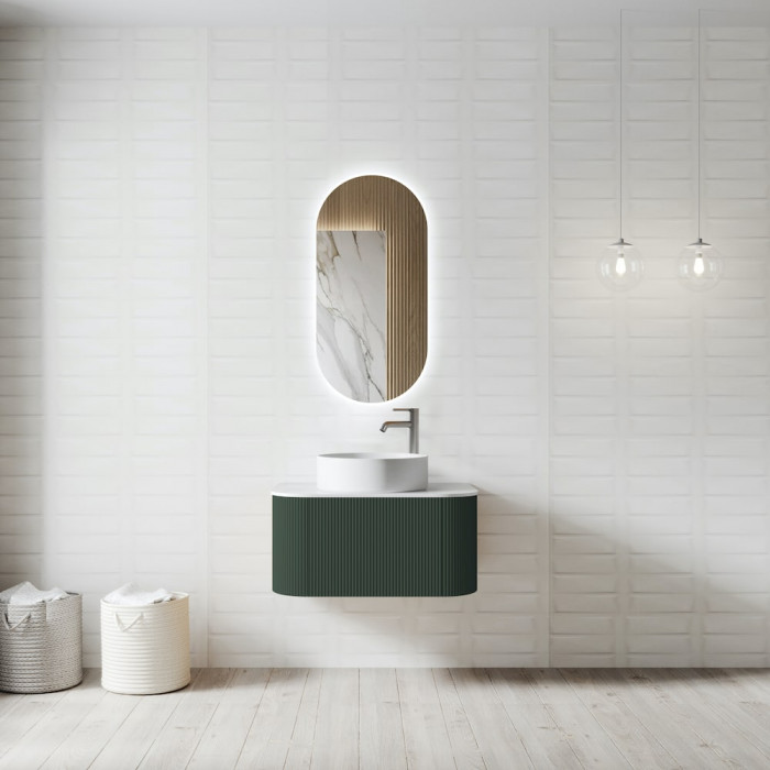 Bali Solid Wood Fluted Dark Green Vanity - 750 | 900mm