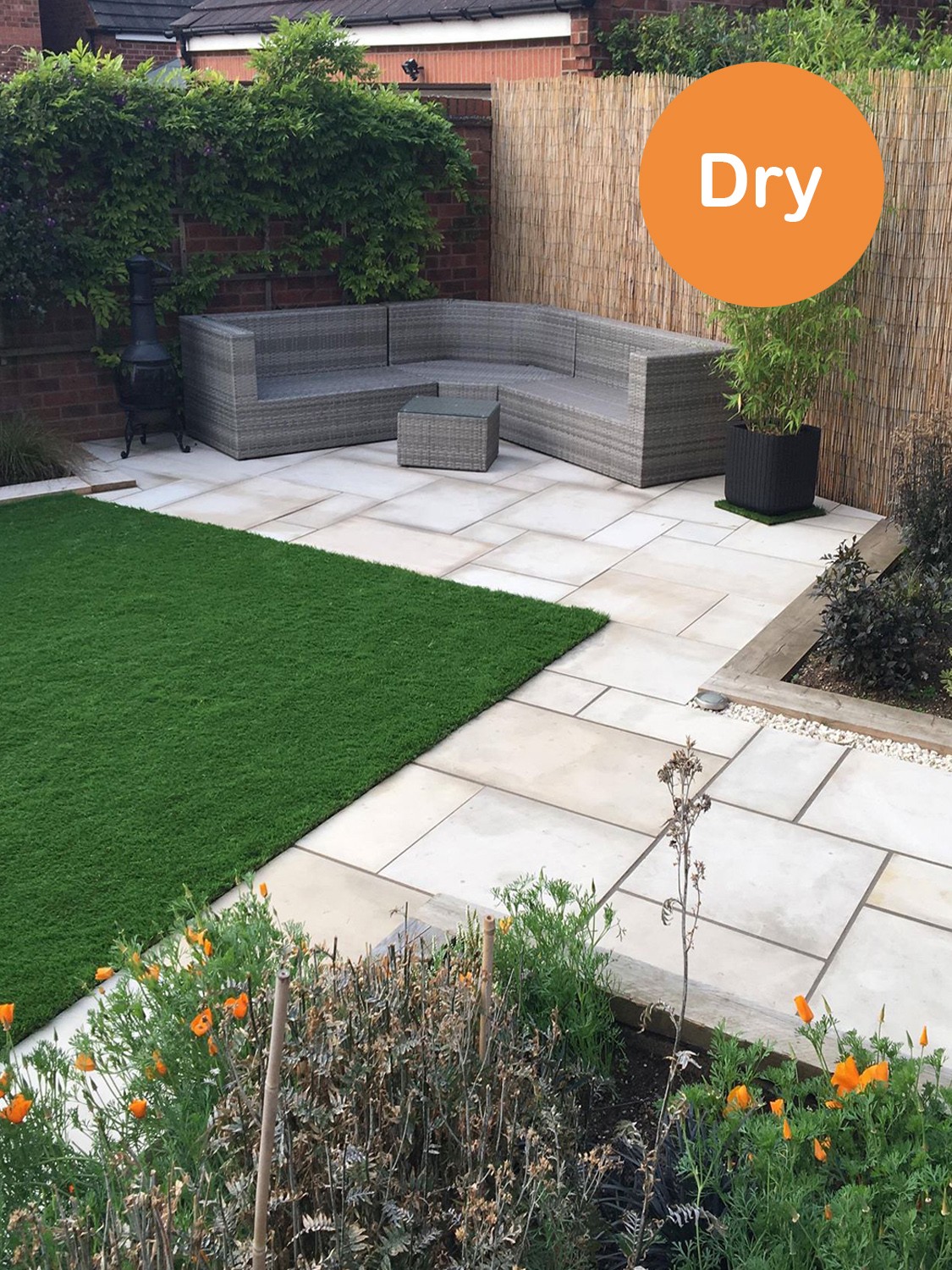 Beige Smooth & Sawn Sandstone Paving - Patio Pack