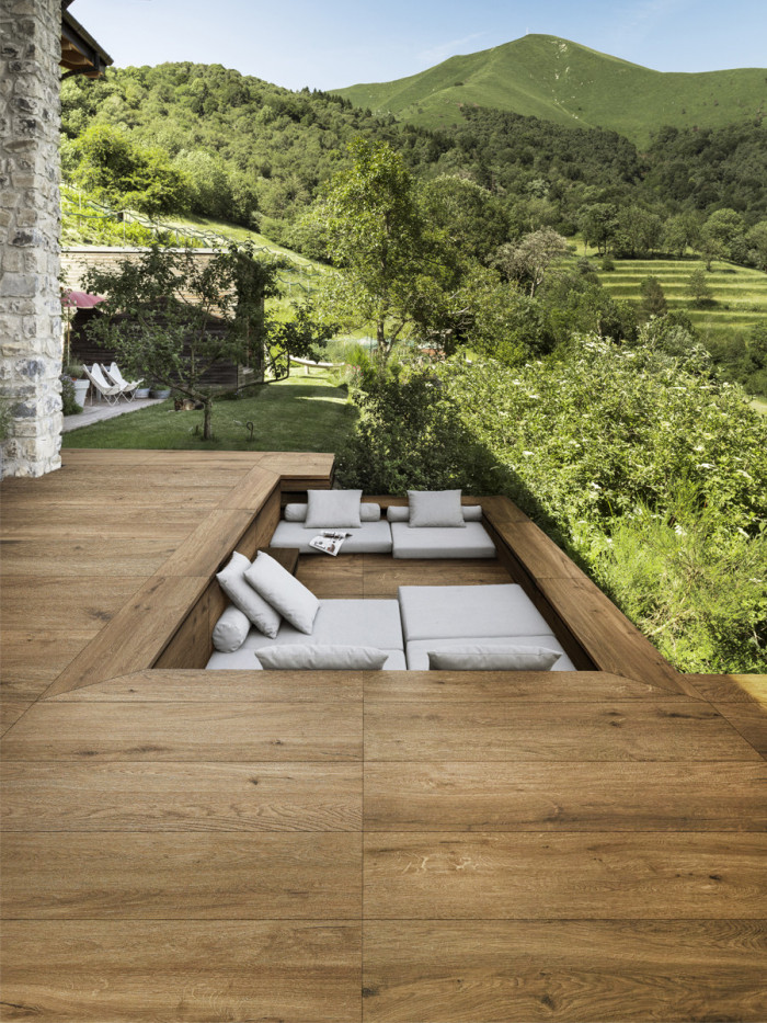 Castagno Outdoor Wood Effect Porcelain Slabs - 1200x400x20mm