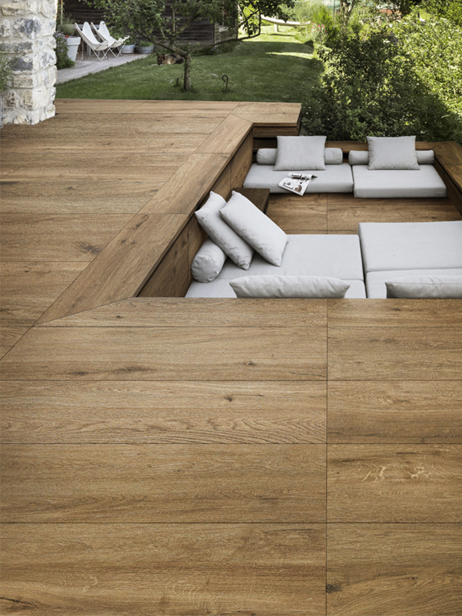 Castagno Outdoor Wood Effect Porcelain Slabs - 1200x400x20mm