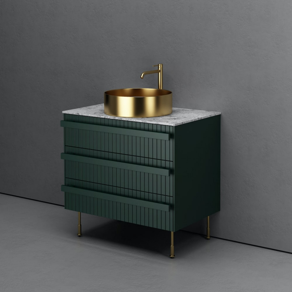 Capri Floor-standing Fluted Vanity With Gold Basin - 800mm