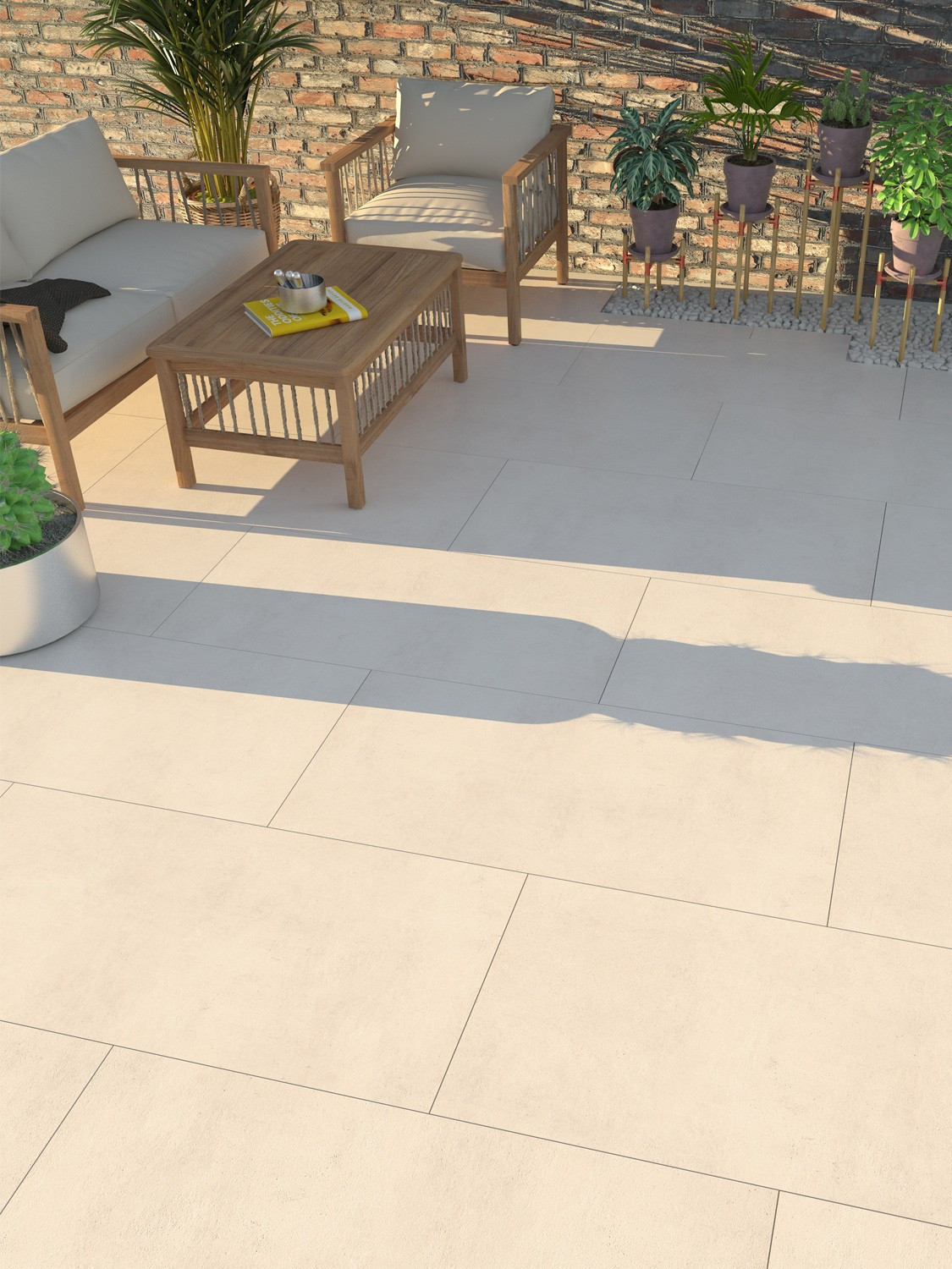 Eclipse Ivory Outdoor Porcelain Slab - 600x600x20mm