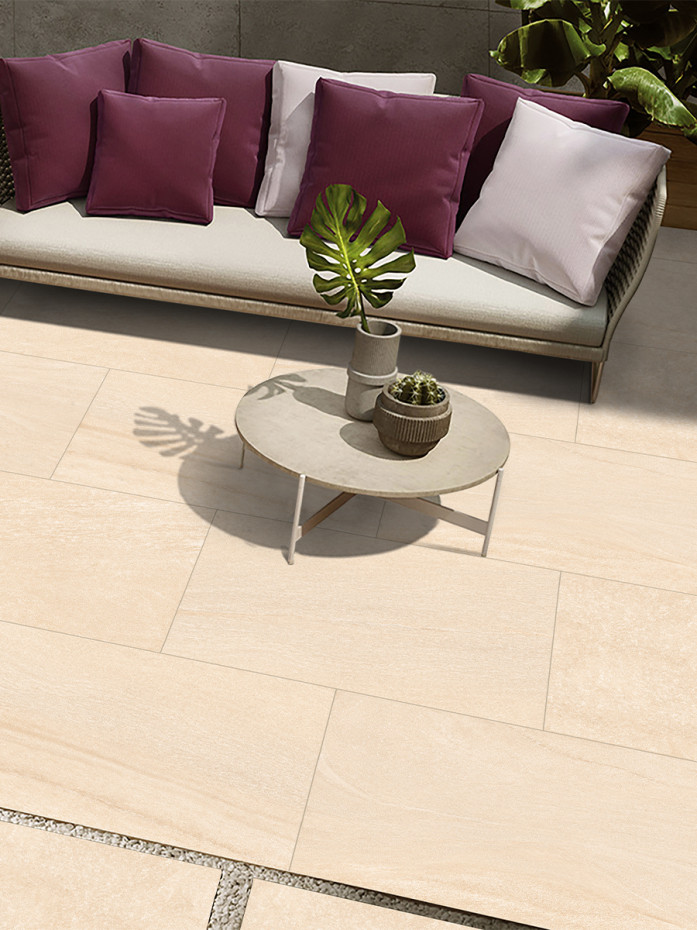 Everest Crema Outdoor Porcelain Paving Slabs - 1200x600x20mm