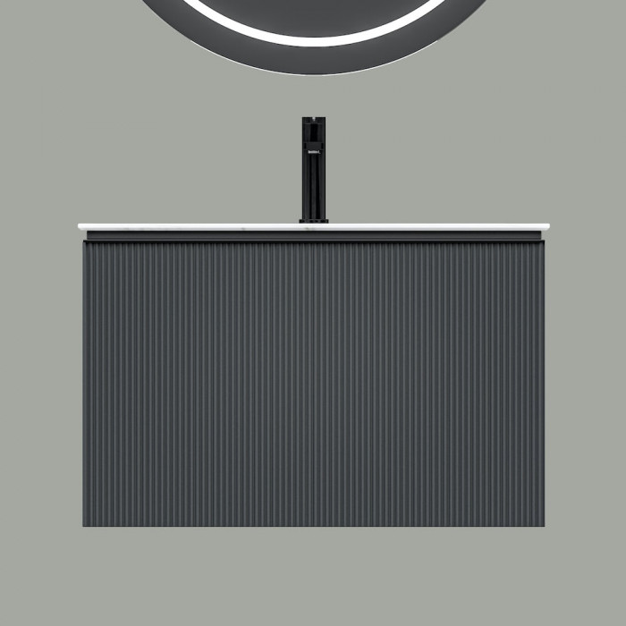 Florence Anthracite Fluted Vanity With Dual Inner Drawer - 800mm