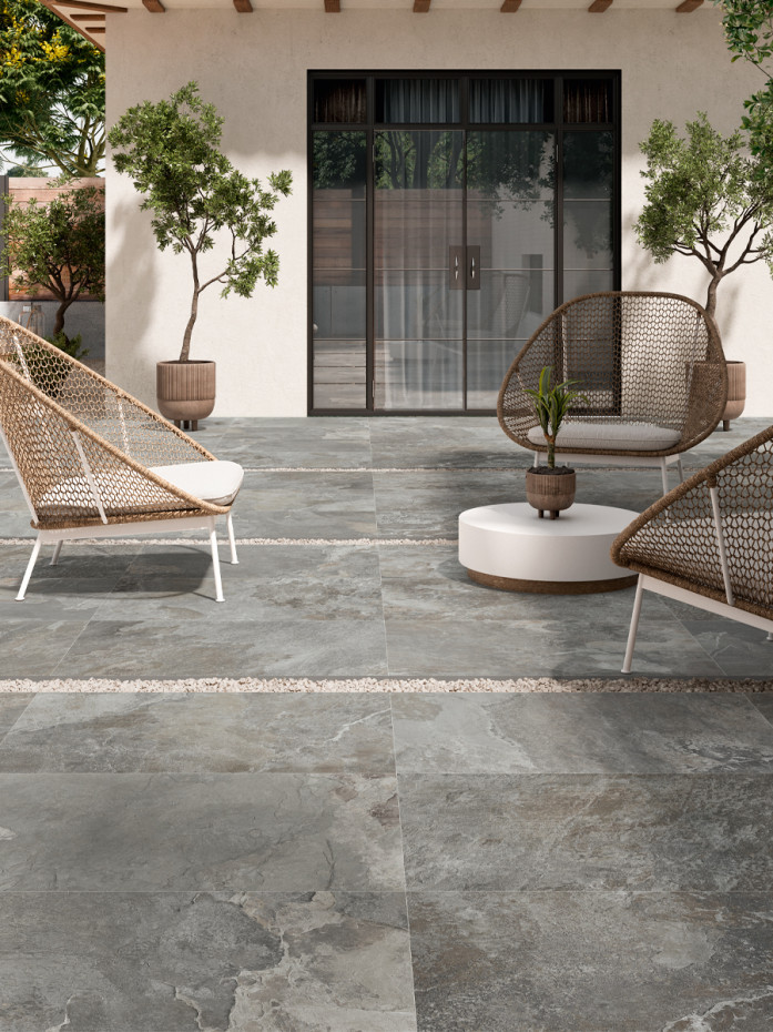 Multi Grey Slate Outdoor Porcelain - 900x600x20mm