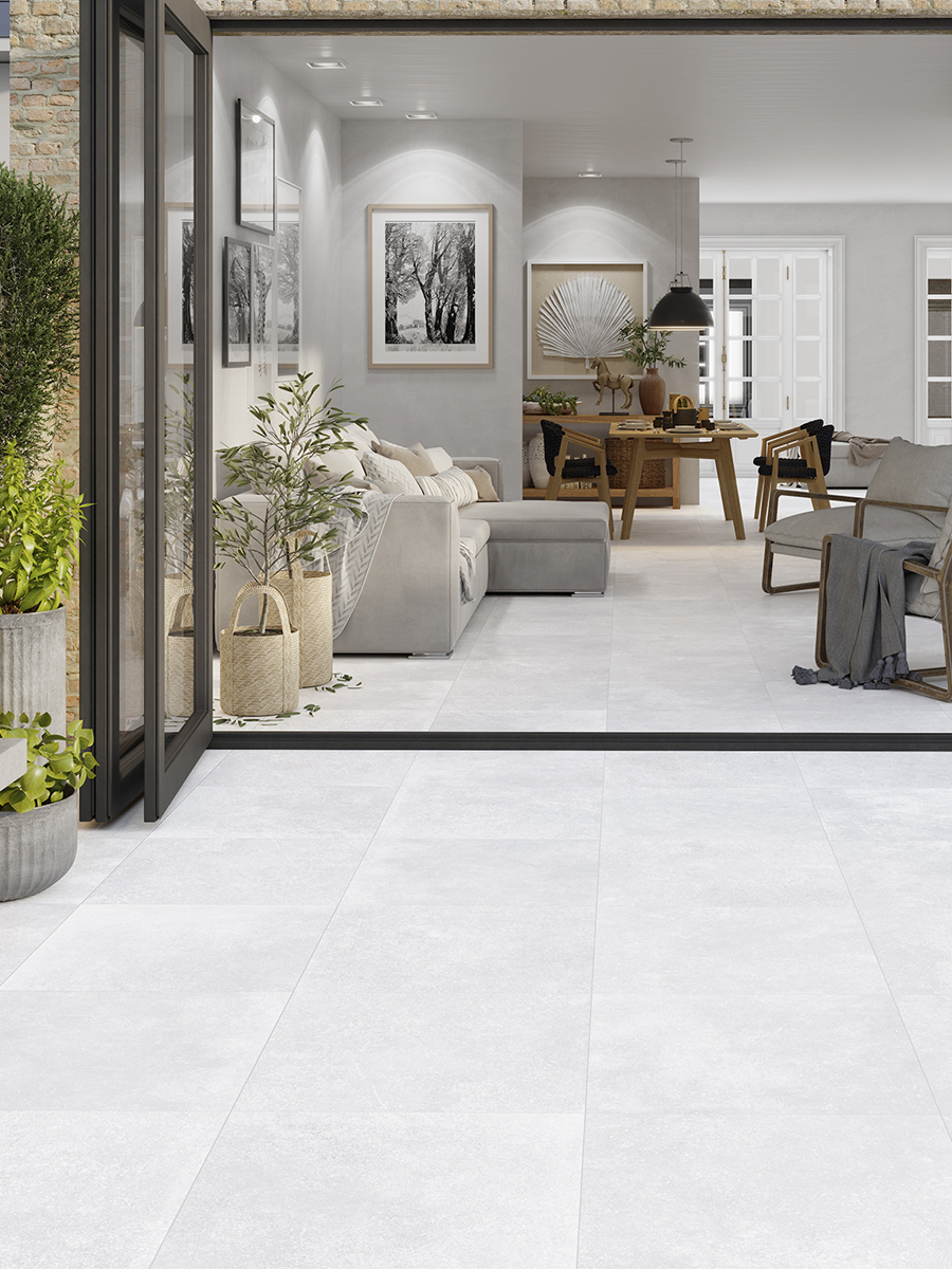 Santorini White Outdoor Porcelain Paving Slabs - 1000x1000x20mm