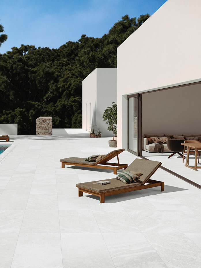 Idemo White Outdoor Porcelain Slabs - 900x600x16mm