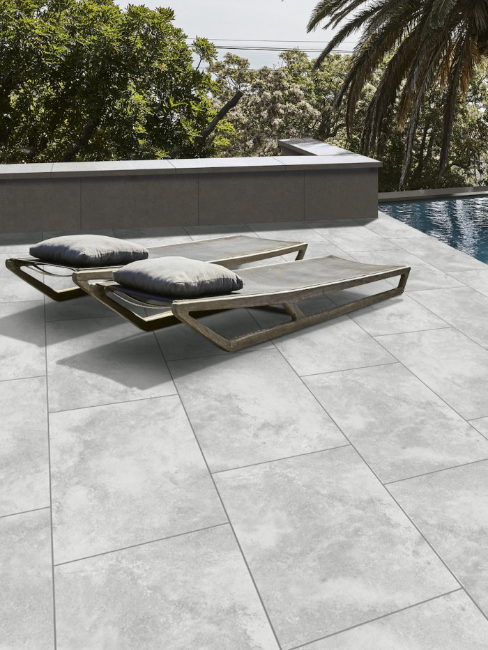 Limestone Ash Outdoor Porcelain Paving Slabs - 900x600x20mm