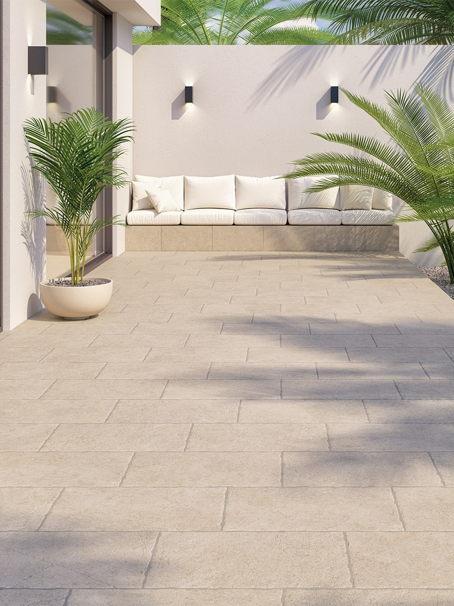 Lyon Limestone Antique Chiselled Edge Porcelain Slab - 905x605x20mm