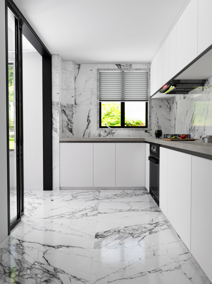 Minorca White Marble Effect Matt Non-Slip Porcelain Tiles - 600x600mm