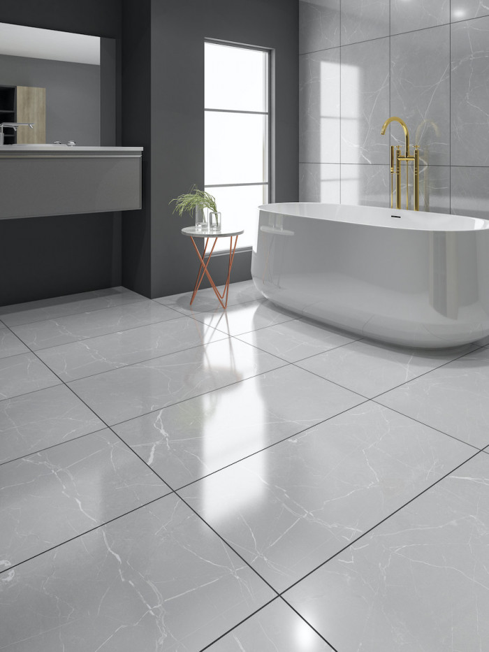 Nexus Grey Gloss Porcelain Tile - 600x300mm
