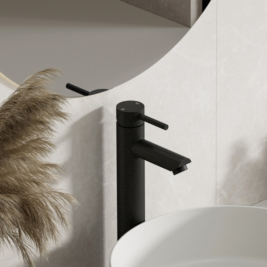Opulent Matt Black Tall Basin Mixer Tap