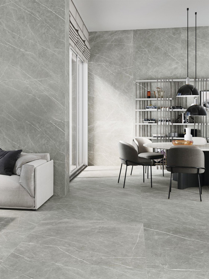 Pulpis Grey Gloss Porcelain Tile - 800x800mm