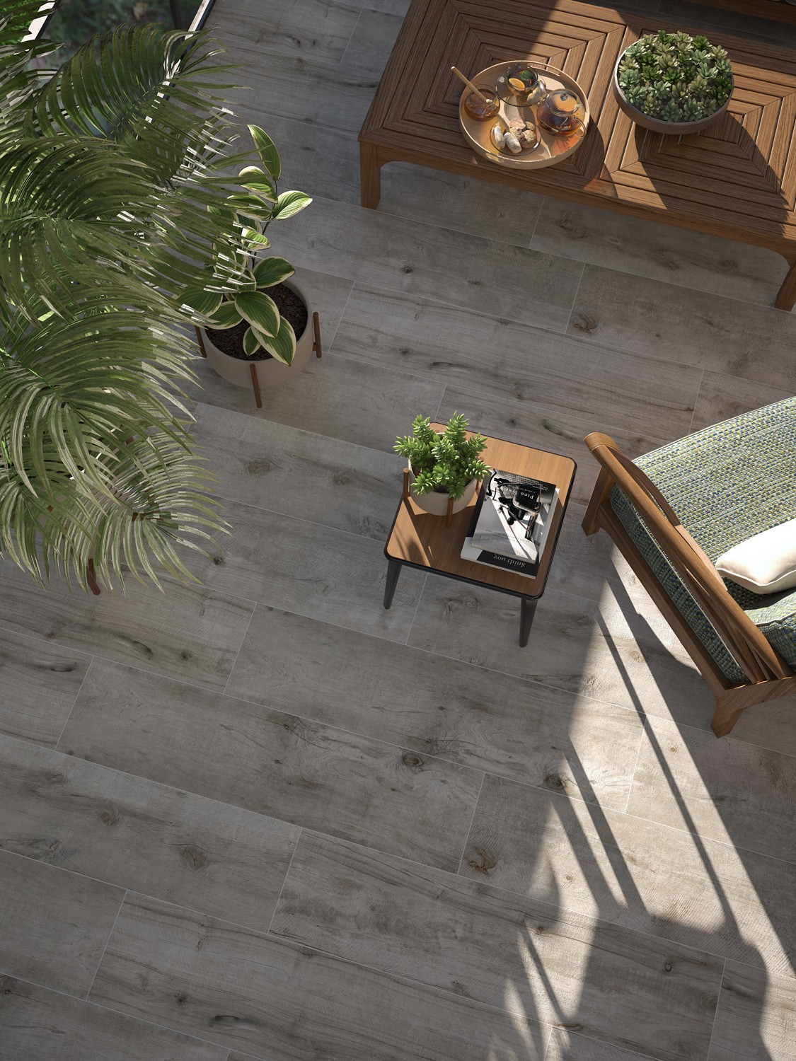 Silver Birch Wood Effect Outdoor Porcelain Planks - 1200x300x20mm