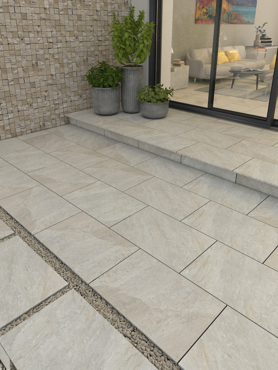 Valencia Beige Outdoor Porcelain Paving Slabs - 900x600x20mm