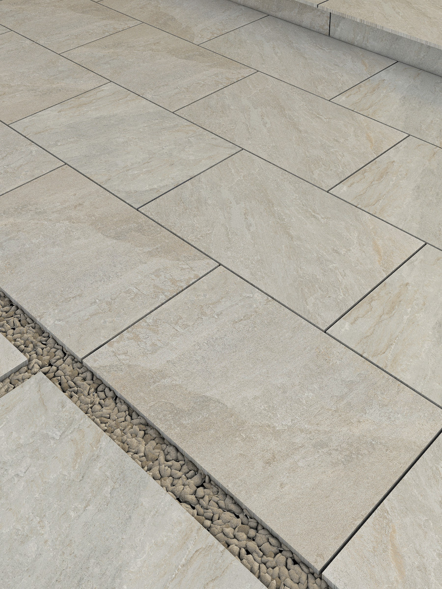 Valencia Beige Outdoor Porcelain Paving Slabs - 900x600x20mm