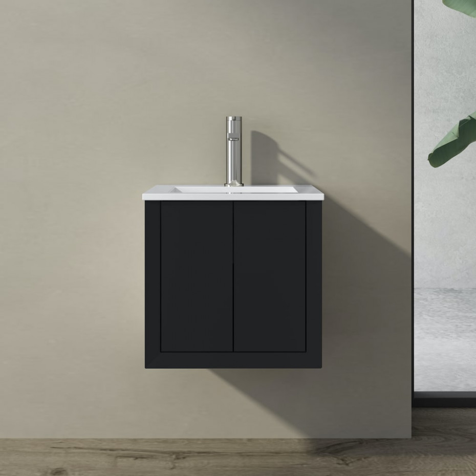 Vatican Matt Black Cloakroom Vanity - 400mm