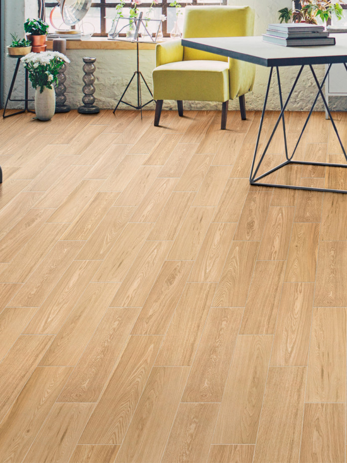 Visual Oak Italian Wood Effect Indoor Tiles - 500x125mm