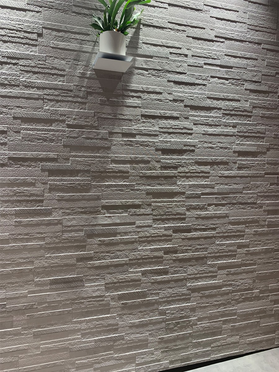 White Quartz Split Face Effect Outdoor Wall Cladding Tile - 150x610mm